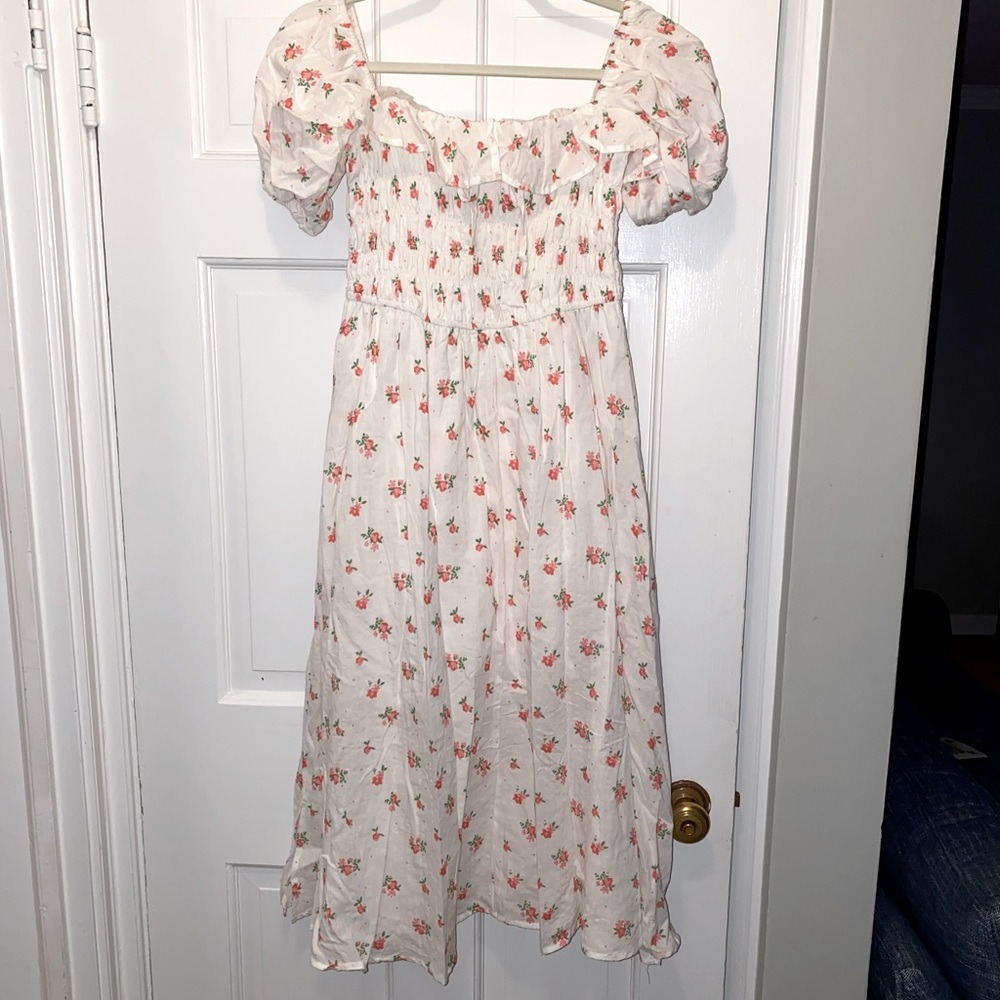 Puff Sleeve Floral Smocked Dress NWT